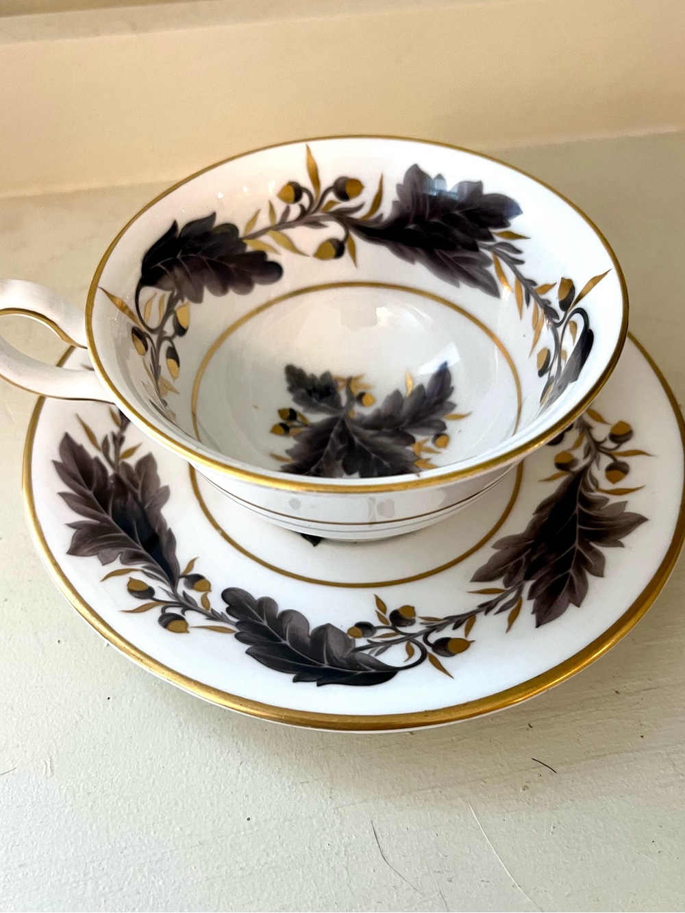 Royal Crown Derby Portman Oak Footed Tea Cup & Saucer Made in England - Picture 2 of 16